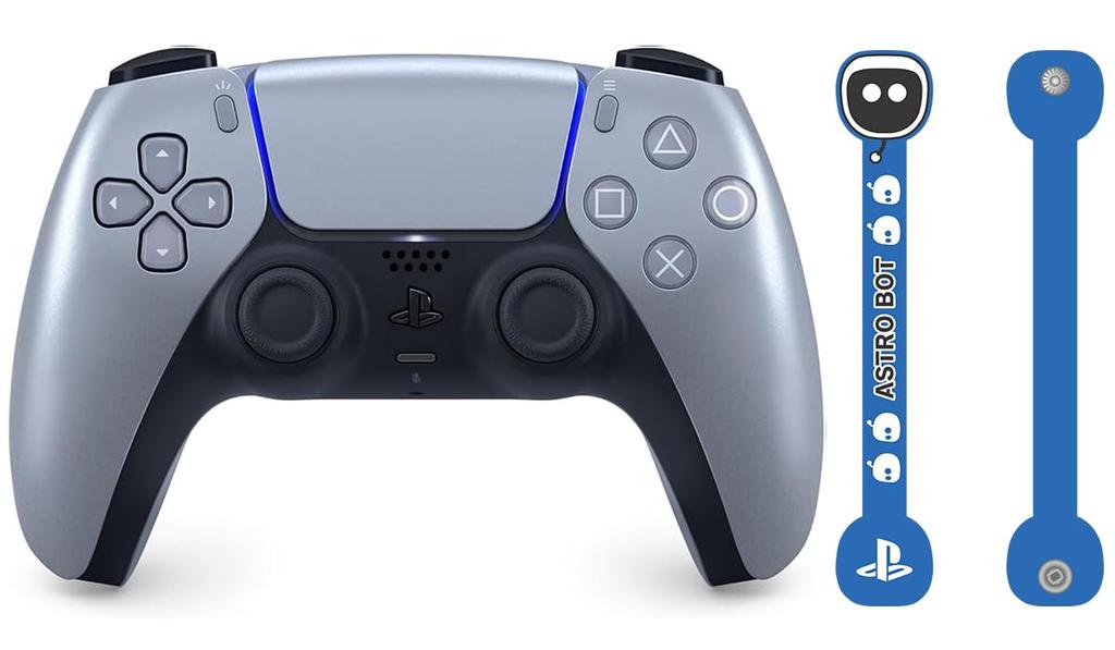 Genuine DualSense Wireless Sterling Silver with Astro Bot Design Cord Holder Controller, (CFI-ZCT1J08)