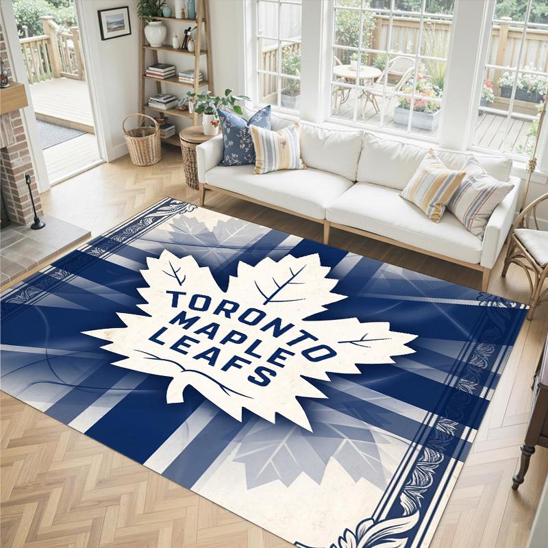 Toronto Maple Leafs Design Crystal Velvet Carpet Cozy Non?Slip Printed Rug For Bedroom Living Room Entrance
