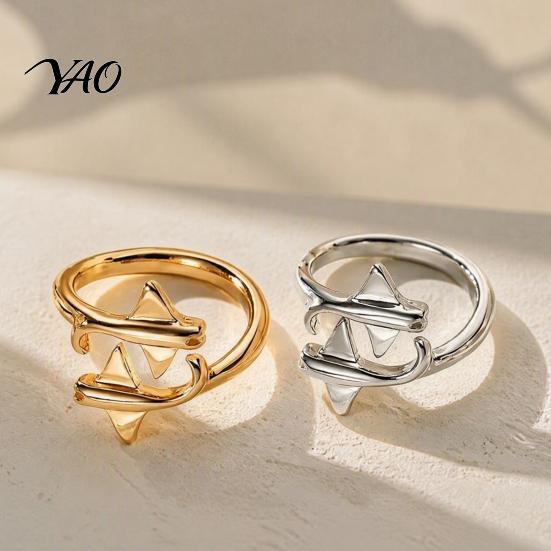 Golden Plated Ring Adjustable Open for Men Women, Silver Statement Ring, Non Tarnish Alloy Finger Jewelry Gift Him Her Daily Wear