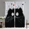 Funny Lover Cat Halloween Decoration Modern Living Room Curtains 2 Pieces Shades Blackout Curtain for Room 2 Panel Partition