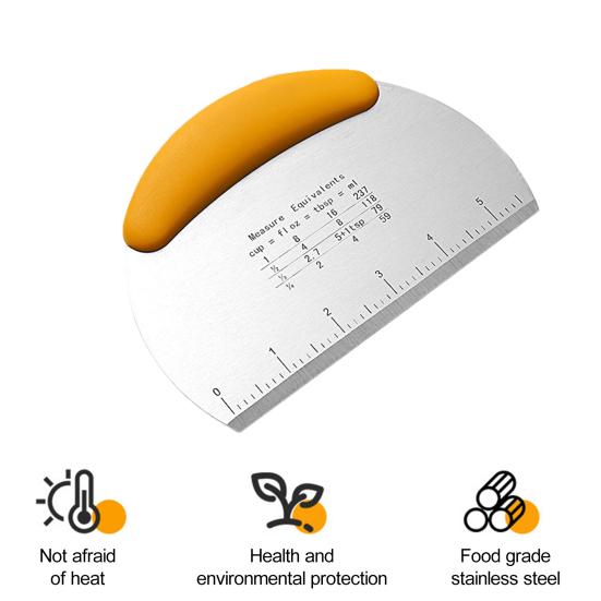 Резак для теста, настольный скребок из нержавеющей стали, конструкция с двойной шкалой, нескользящая ручка, инструмент для резки теста для дома