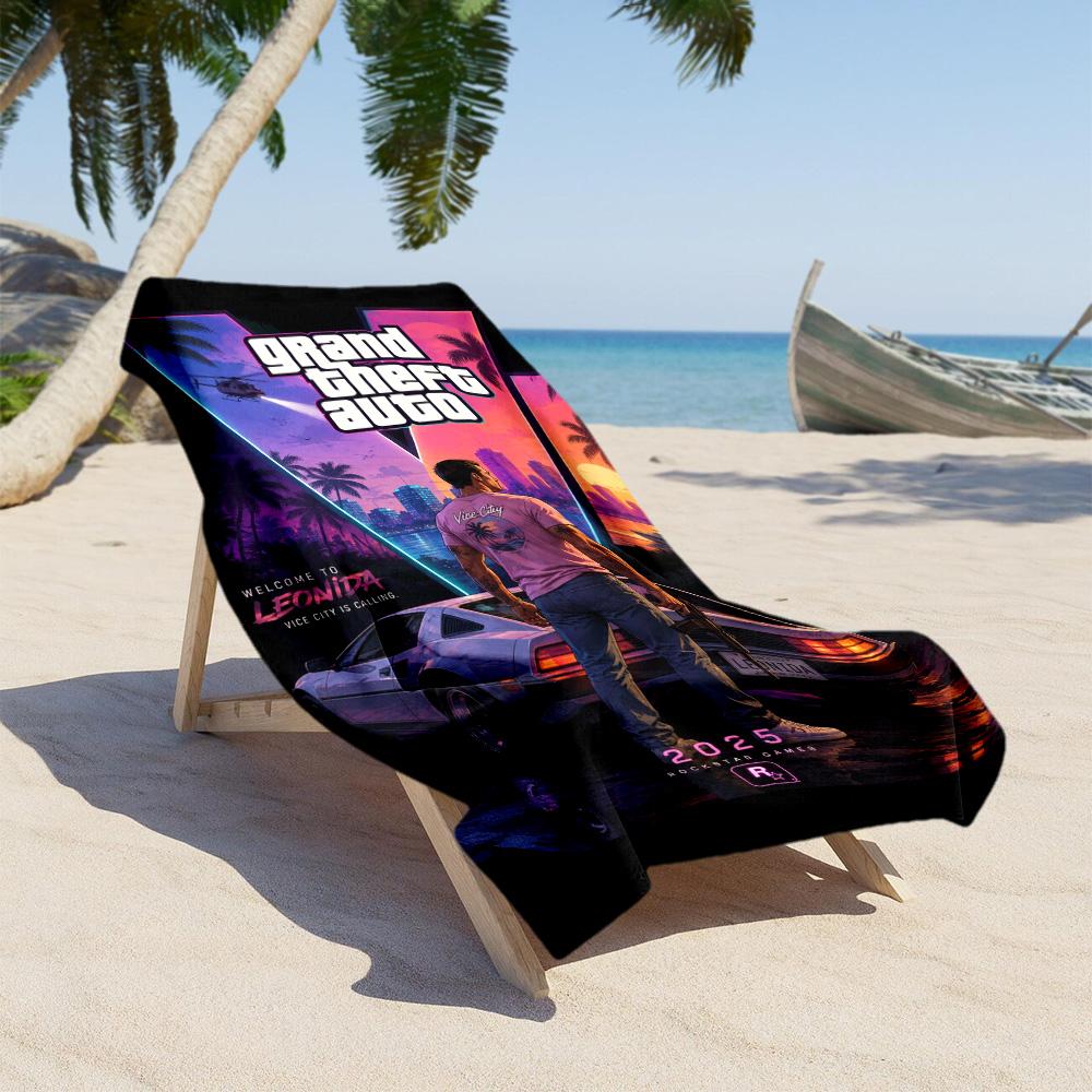 Grand Theft Auto Beach Towel Super Soft Absorbent Comfortable Lightweight Suitable for Swimming Gym Camping Yoga Vacation