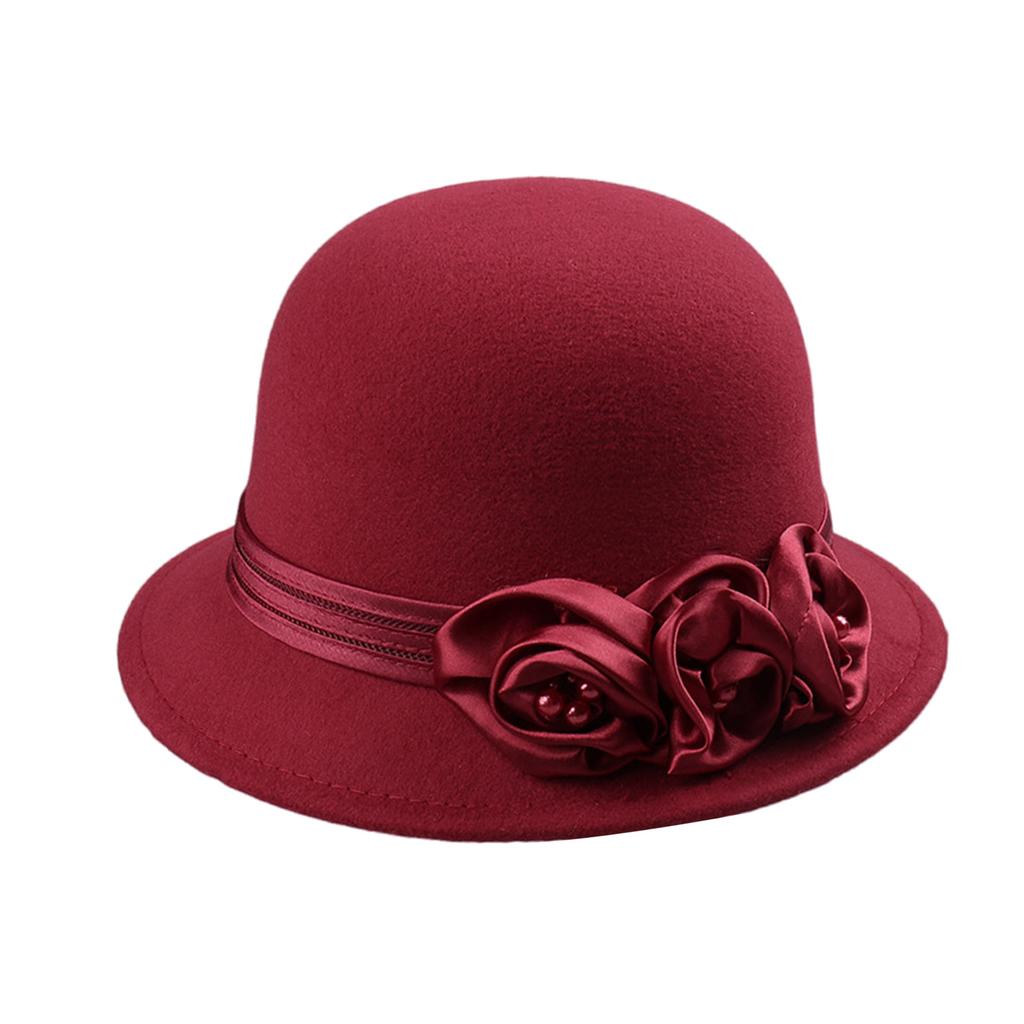 Fashion Fedora Cap Bowler Hat for Women 1920S Flapper Costume Wool Hat Cocktail Party Cap Winter Autumn Warm Headpiece