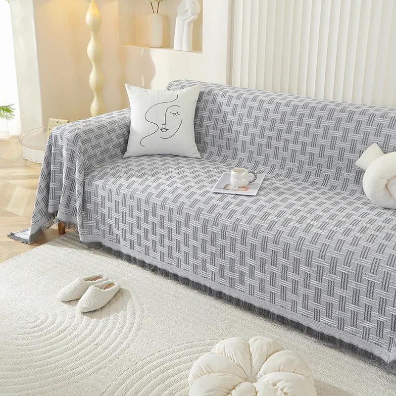 Простой однотонный ветрозащитный чехол для дивана, универсальное диванное полотенце на все четыре сезона, полный универсальный всеобъемлющий чехол для дивана