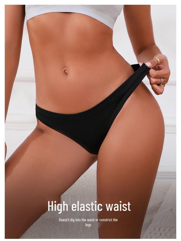 European-American Low Waist Cotton Seamless Nude Thong for Women