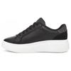 Leather Round Toe Lace-Up Durable Low-Top Sneakers Women Sneakers Black 1158032-BLK