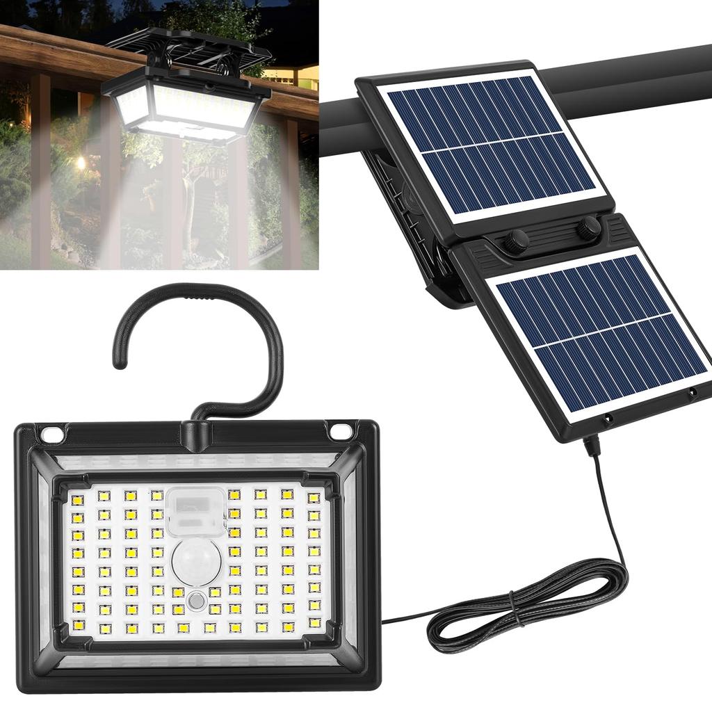 Solar Light with Sensor, Outdoor, Clip-on, Motion Detection, Automatic OnOff, 3000mAh Large Capacity, Solar Powered, 5-Sided Lighting, 3 Lighting