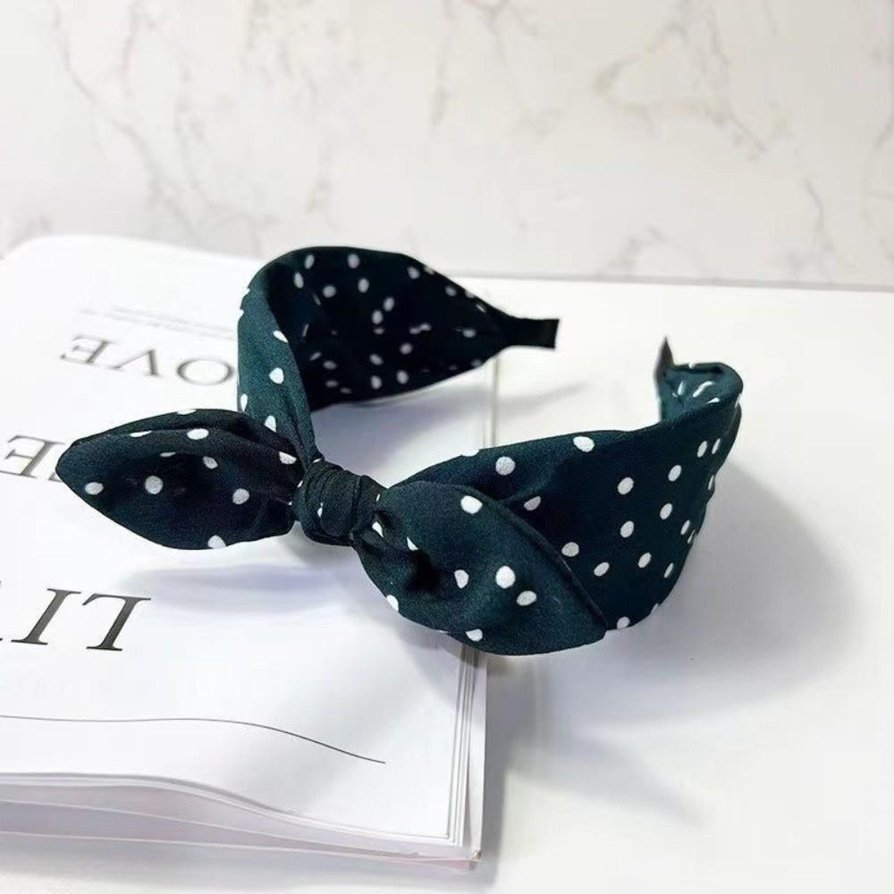 Knotted Polka Dot Headband Non-slip Rabbit Ear Hairband Women's Bow Hair Hoop  Daily Use