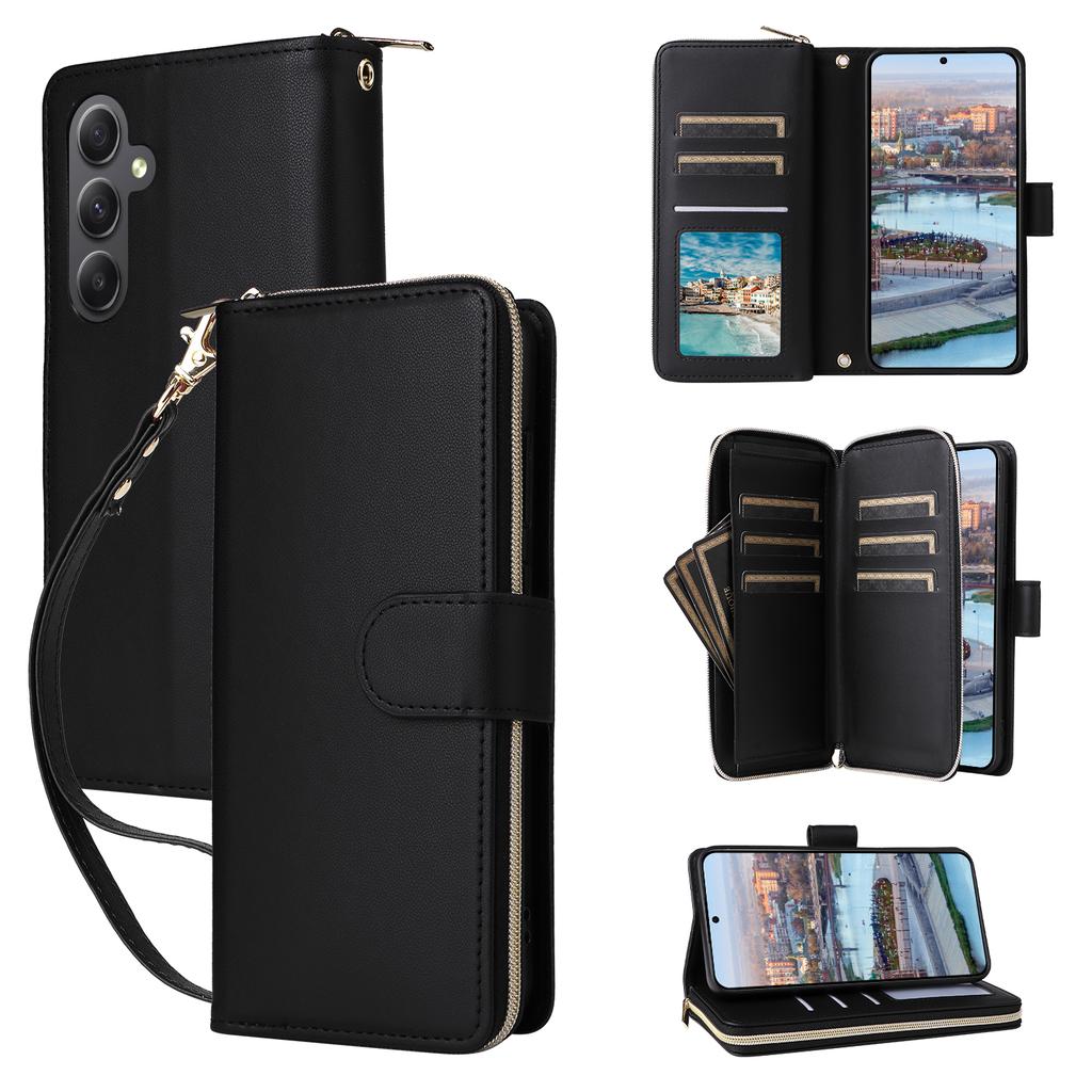 R20 For Samsung Galaxy A34 5G Case Zipper Wallet PU Leather Phone Cover