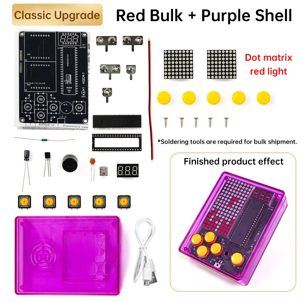 Electronic 7-Pixel Game Console Making DIY Kit 51 Microcontroller Puzzle Game for Electronic Enthusiasts to Learn Soldering DIY