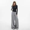 Women's 2-Color Elastic Waist Wide-Leg Pants with Drawstring - Spring 2025 Casual Slim Straight Floor-Length Drape Style