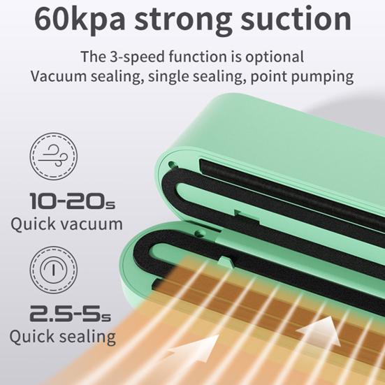 Мини беспроводной вакуумный упаковщик портативный ручной 60kpa с сильным всасыванием быстрая запайка USB перезаряжаемая машина для запечатывания пищевых продуктов
