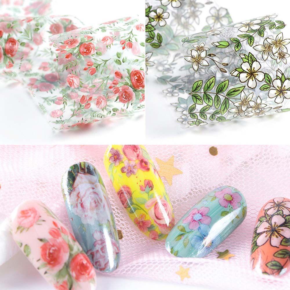 Аксессуары Голографические Наклейки для Ногтей Переводная Бумага Наклейки Цветочные Наклейки для Ногтей Цветочная Фольга для Ногтей