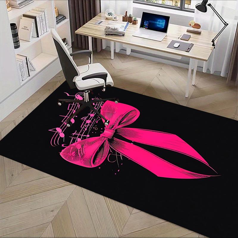 Розовый бант с нотами Коврик для стула Офисный ковер, Большой ковер для домашнего декора, Коврик под диван, Подставка под стол Подарок, Подходит для спальни, гостиной