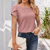 Футболка для женщин с коротким рукавом, трикотажная лоскутная кружевная однотонная весенняя блузка