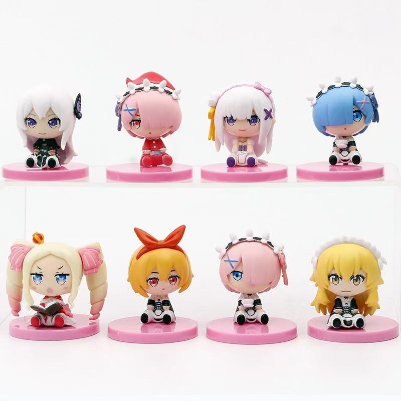 Delightful Chibi Rem And Ram Sitting Figures From Re Life In A Different World Anime Collection