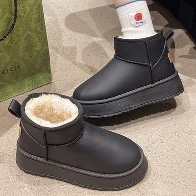 Модные зимние однотонные ботинки на платформе с плюшевой подкладкой, женские теплые ботильоны до щиколотки из искусственного меха, женские удобные нескользящие боты больших размеров