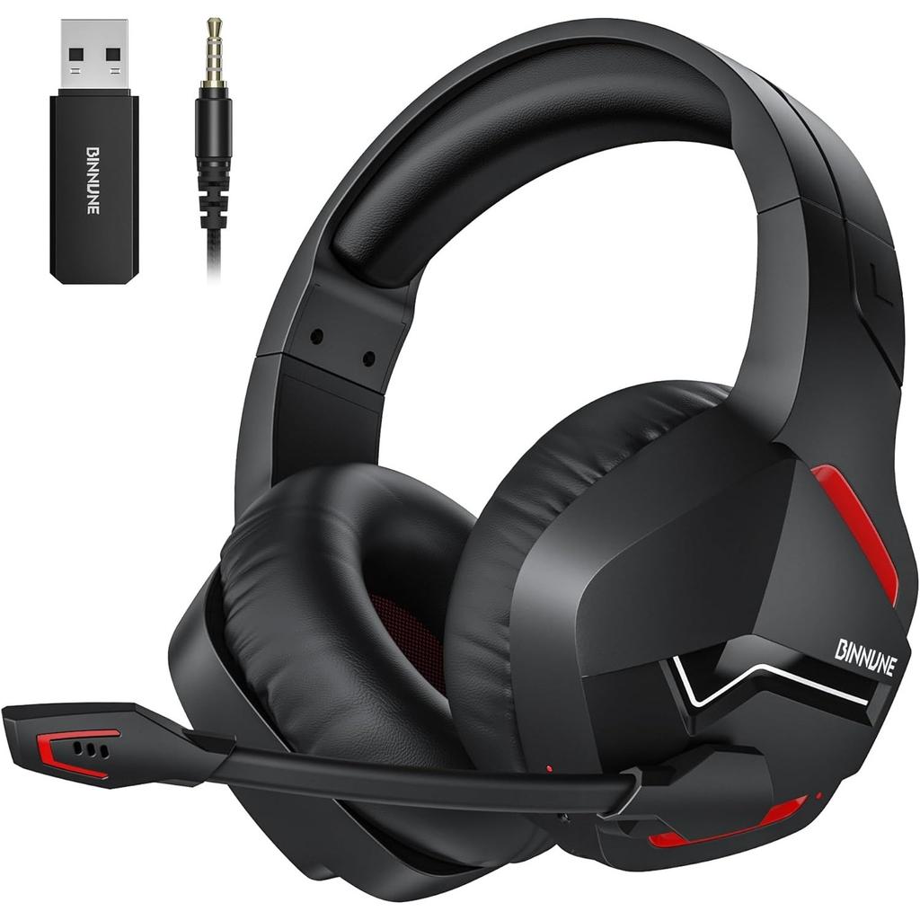 NUBWO BW01 Wireless Gaming Headset with Microphone for PC/PS4/PS5, 2.4G Wireless Bluetooth USB Gamer Headphones with Mic for Laptop Computer