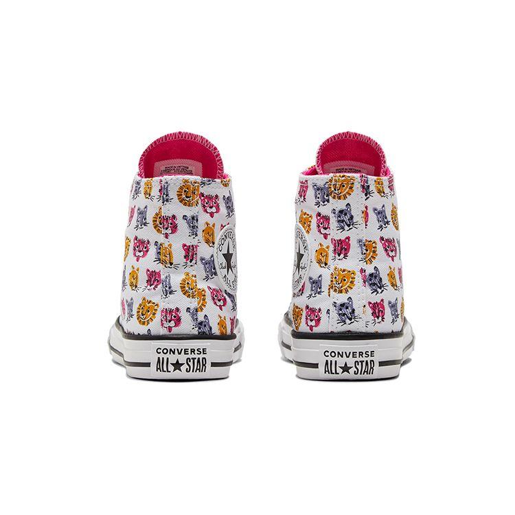 Converse Chuck Taylor All Star High GS Jungle Cats Kids Sneakers White Prime-Pink Black 671706C