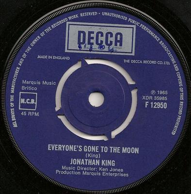 7-дюймовая пластинка JONATHAN KING - Everyone's Gone To The Moon F12950 Decca 1969 UK Поп Б/У