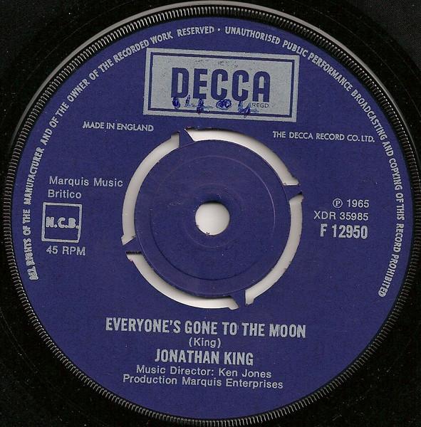 7-дюймовая пластинка ДЖОНАТАН КИНГ - Все улетели на Луну XDR40003 Decca 1969 Великобритания Поп Бывшая в употреблении