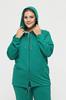 Women's Style Big Size Sweatshirt Large Size Hooded Zipper Model 2 Pockets Long Green Sports & Casual Sweatshirt Green