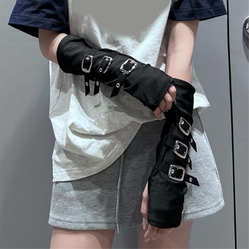 Панк нарукавники Дышащий эластичный дизайн Нарукавники Перчатки без пальцев Манжеты Рукава Для музыкального фестиваля и уличной одежды