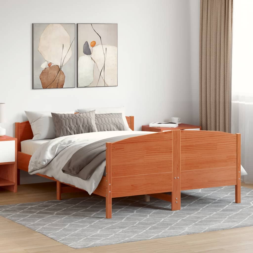 Vidaxl Rama Łóżka Bez Materaca, Woskowy Brąz, 120X200 Cm, Lita Sosna