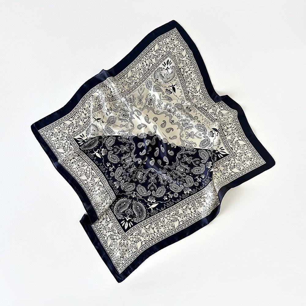 Soft Silk Square Scarf Floral Print Neckerchief Shawl Luxury Headband Scarf  Headwear Accessory