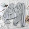 3PCS Casual Sports Suit Spring Summer Hooded Sweater Jacket Vest Jogging Sweatpants Women Three-piece Suit Athletic Girl
