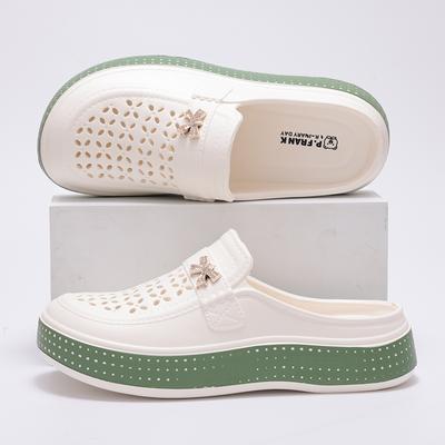 Модные тапочки для женщин с улыбкой, новые плоские тапочки с закрытым носком, ЭВА, с круглым носком, клоги, пляжные тапочки, толстая подошва, повседневные шлепанцы, подходящие для женщин и мужчин