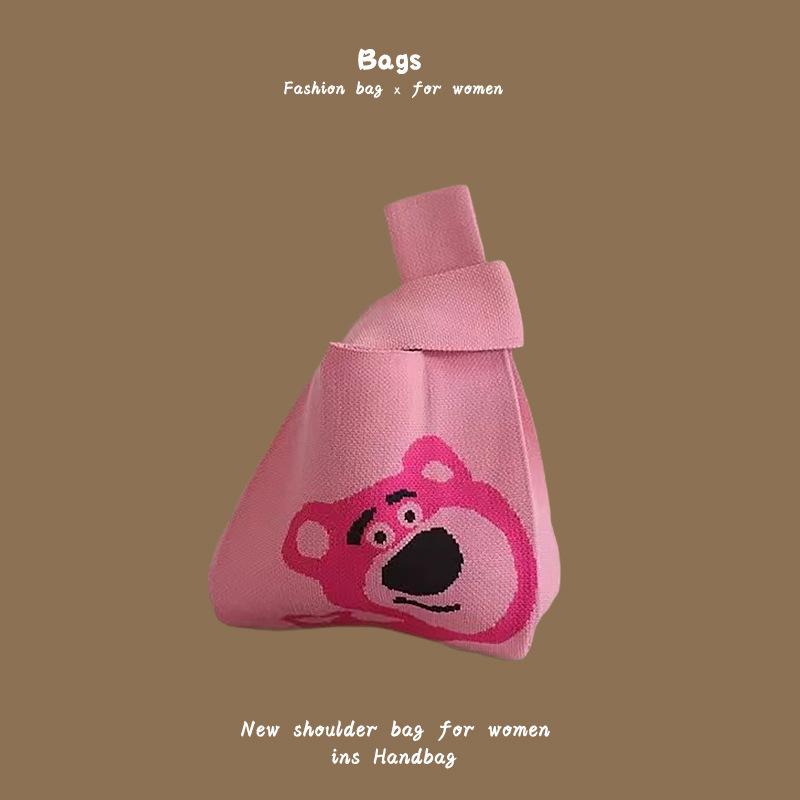 Ins Trendy Handbag Женская вязаная шерстяная сумка-ведро Ручная переноска Повседневная сумка-тоут Коробка для ланча