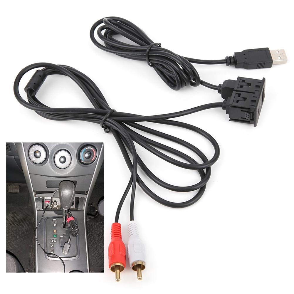 3.5mm 3.3ft Extension Wire USB AUX Stereo Female To 2 RCA Male Cable for Car Boat Motorcycle