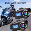 Q58-Max Motorcycle Intercom Helmet Headset BT5.3 500M Intercomunicador Moto FM Radio Music Share LCD Display Headphone For 2 Riders 2024 Newest