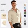 Men's Long Sleeve Shirts Lightweight Chambray Work Shirts With Pockets Casual Button Up Relaxed Fit Dress Shirts Comfortable Western Shirt for Men