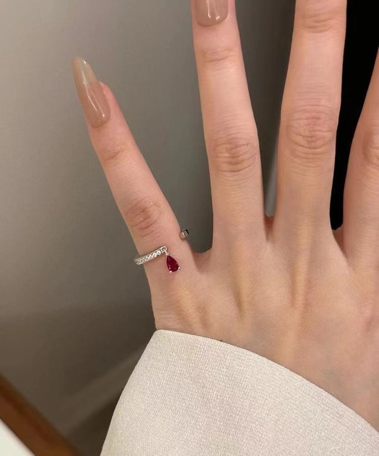 XIYANIKE Niche Waterdrop Zircon Cuff Finger Rings For Women Girl Fashion New Jewelry Friend Gift Party Wedding anillos mujer