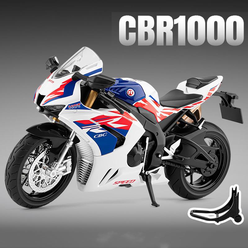 1:Модели-игрушки мотоциклов Honda CBR1000 R1M масштаба 1:9, металлические литые, с резиновыми шинами, амортизацией, для украшения дома