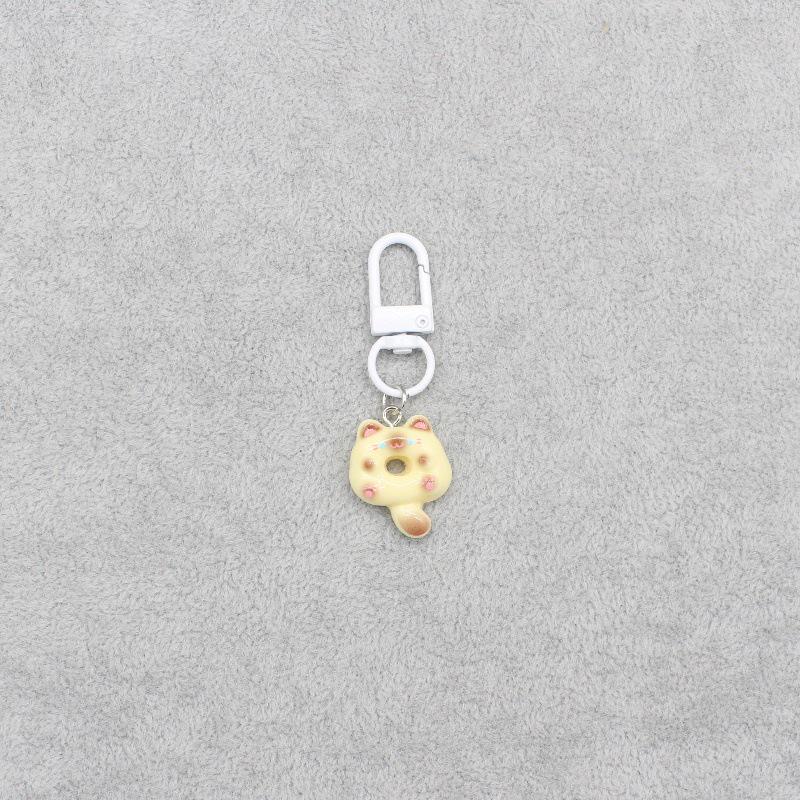 Korean Style Cute Cat Donut Keychain - Cartoon Animal Bag Charm, Simple Pendant Gift for Couples and Besties