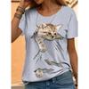 Женский топ с коротким рукавом в европейском и американском стиле с кошкой