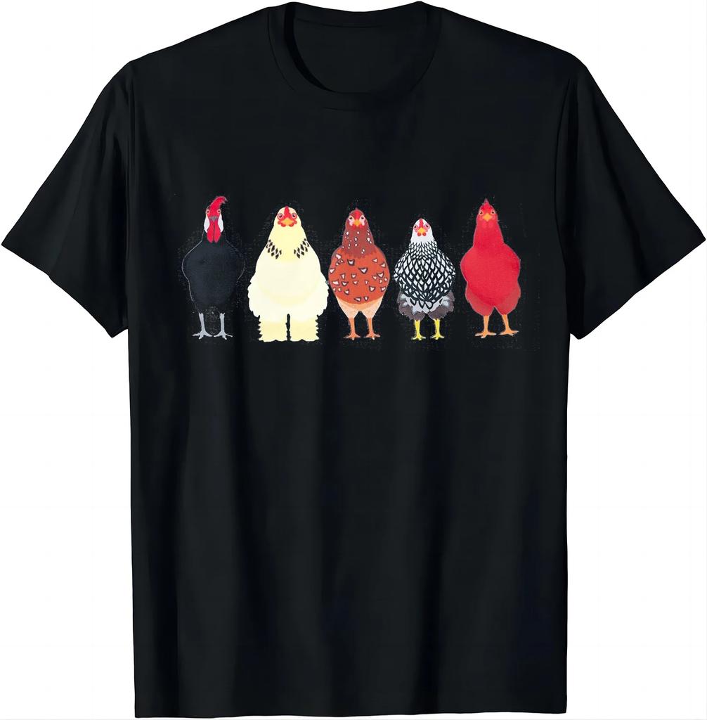 Fun and Colorful Chicken Design Tee for All Ages T Shirts Unisex Summer Soft Tops Graphic T Shirts WoClothing Camisetas