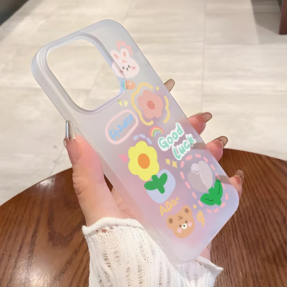 Чехлы для мобильных телефонов iPhone 11 13 15 Pro Max 12 14 Pro Max Чехол для iPhone 16 15 Plus 13 Pro 12 Матовая текстура с рисунком в виде мультяшных цветов