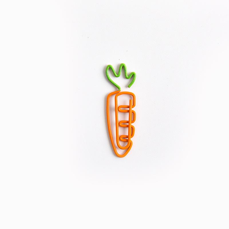 4PCS/lot Creative Kawaii Cute Vegetables Carrot Bean-shaped Metal Paper Clip Bookmark Stationery School Office Supplies