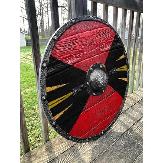 Средневековый щит Бьорн Айронсайд Поношенный в боях щит викингов IID Рыцарь-тамплиер