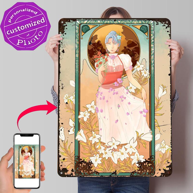 Tarot Card the Lady D Texture Metal Poster Customized Wall Art Tin Sign Gift for Mancave Desk Decor Room Modern Home Decoration