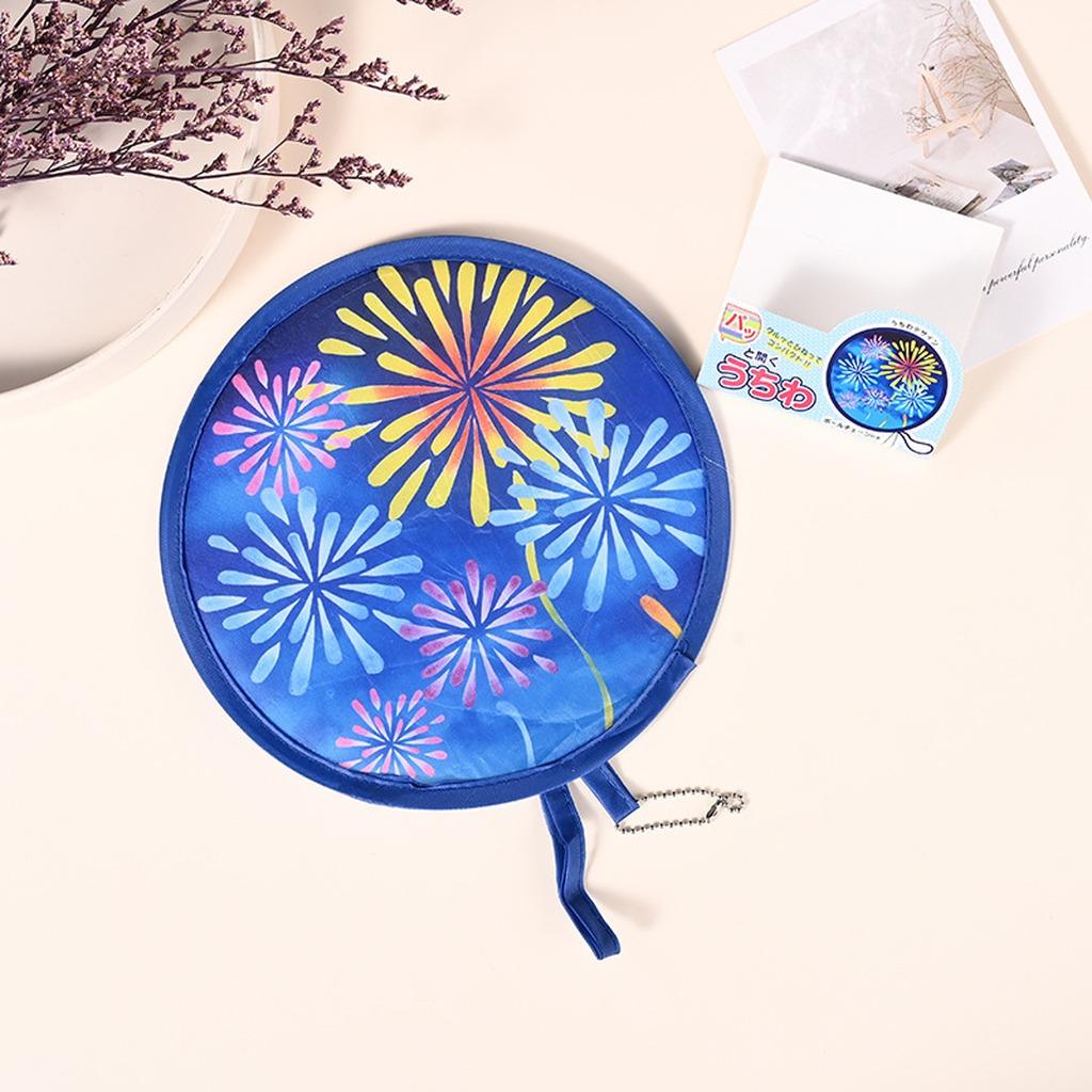 Round Cooling Fan Colorful Summer Outdoor Fan Foldable Handheld Fan Printed For Events Outdoor Travel Shopping