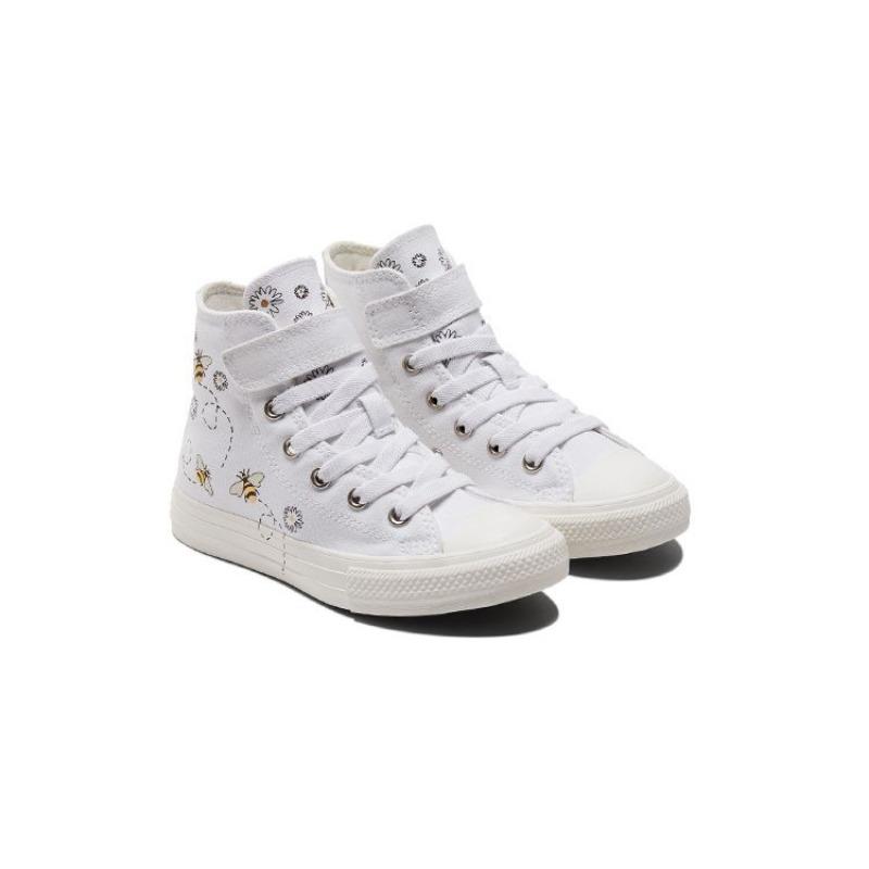 Converse Кеды Chuck Taylor All Star 1V для детей, высокие, холщовые, бело-черные A01619C