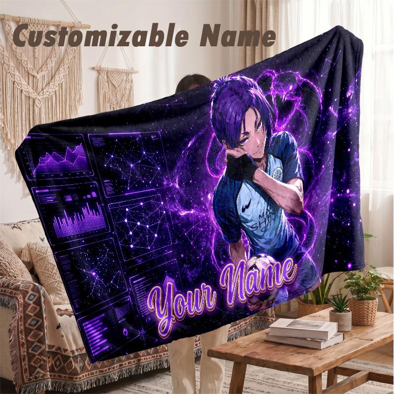 Custom Name Flannel Blanket,Blue Lock Lightweight Warm Bed Blanket For Couch & Holiday Gift