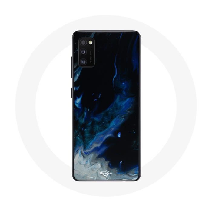 Чехол для Oppo A16 Разноцветные дымные облака синего, серого и черного на черном фоне