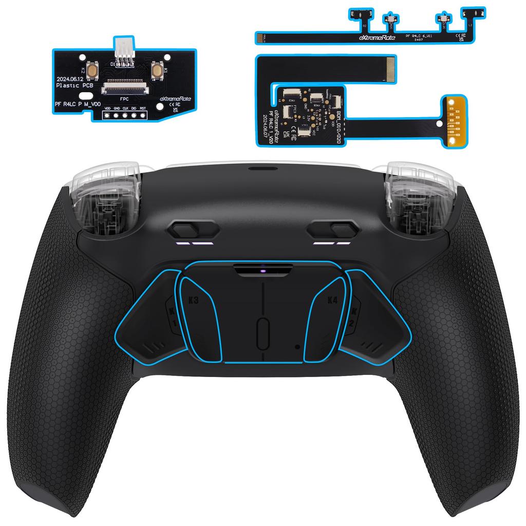 eXtremeRate RISE4 Plus MAX Back Paddle Kit Compatible with PS5 Controller with Clicky Trigger Stop Rubber Remappable Back Button Kit for Compatible