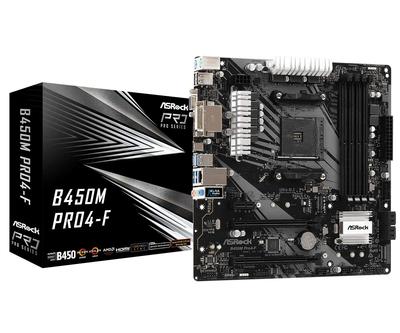 Материнская плата ASRock B450M Socket AMD Promontory Quad PRO4-F AM4/ B450/ DDR4/ CrossFireX/ SATA3&USB3.1/ M.2/ A&GbE/MicroATX
